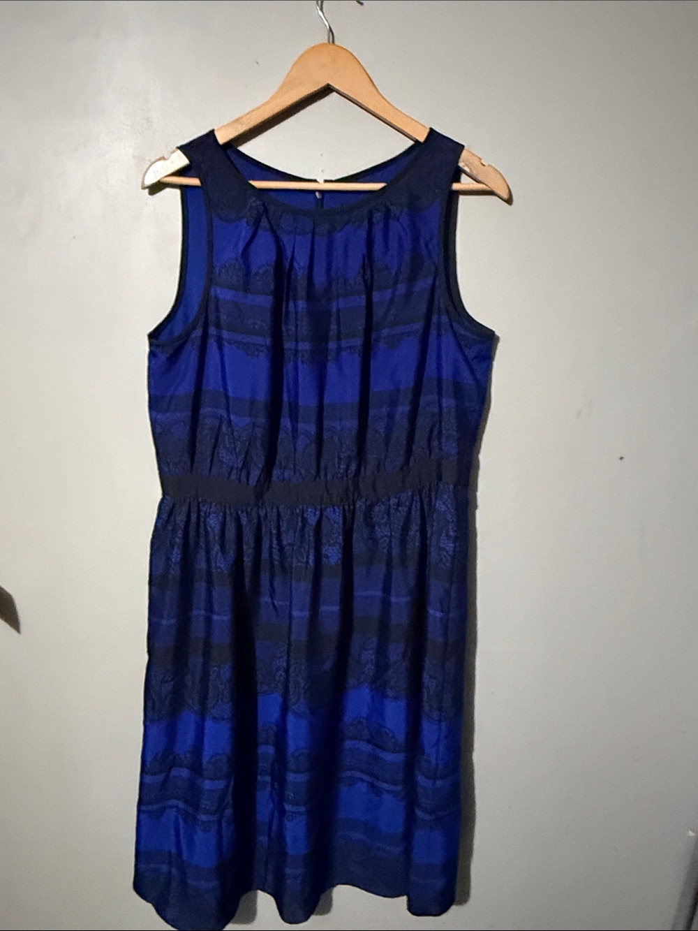 LOFT Blue and Black Sleeveless A-Line Dress